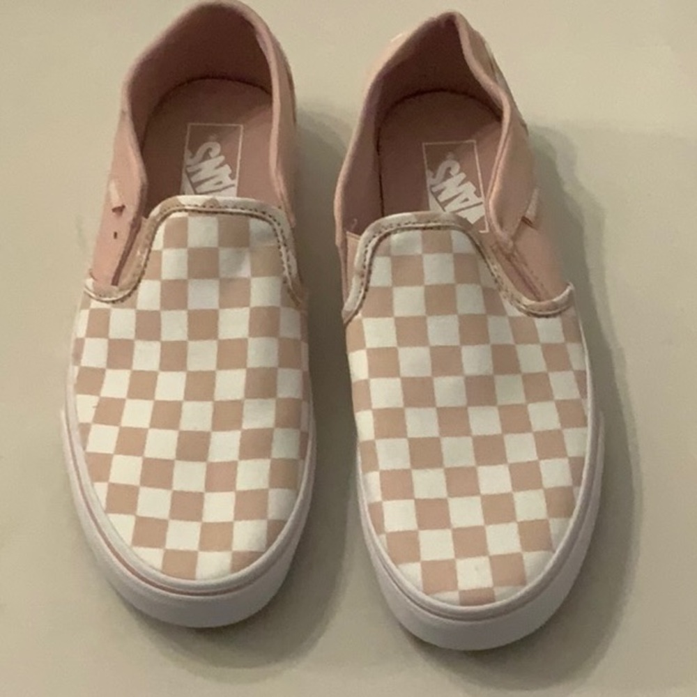 Vans Blush Pink Checkered Slip-On Shoes